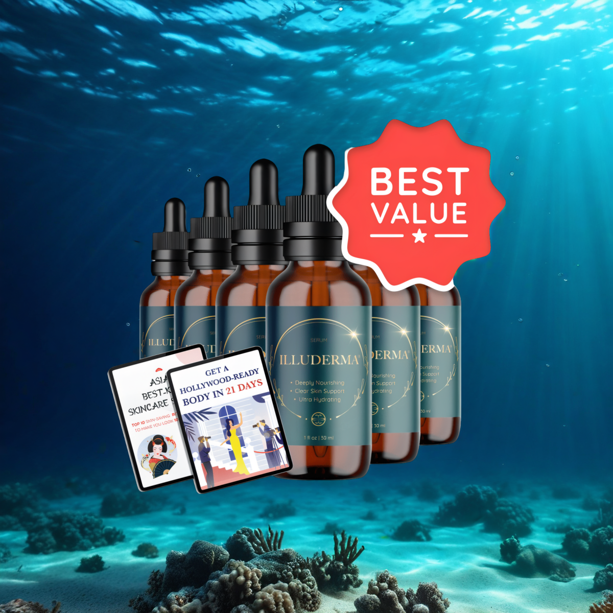 Illuderma - 6 Bottles + 2  Ebooks